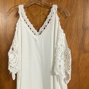 Chic Asymmetrical White Lace Dress